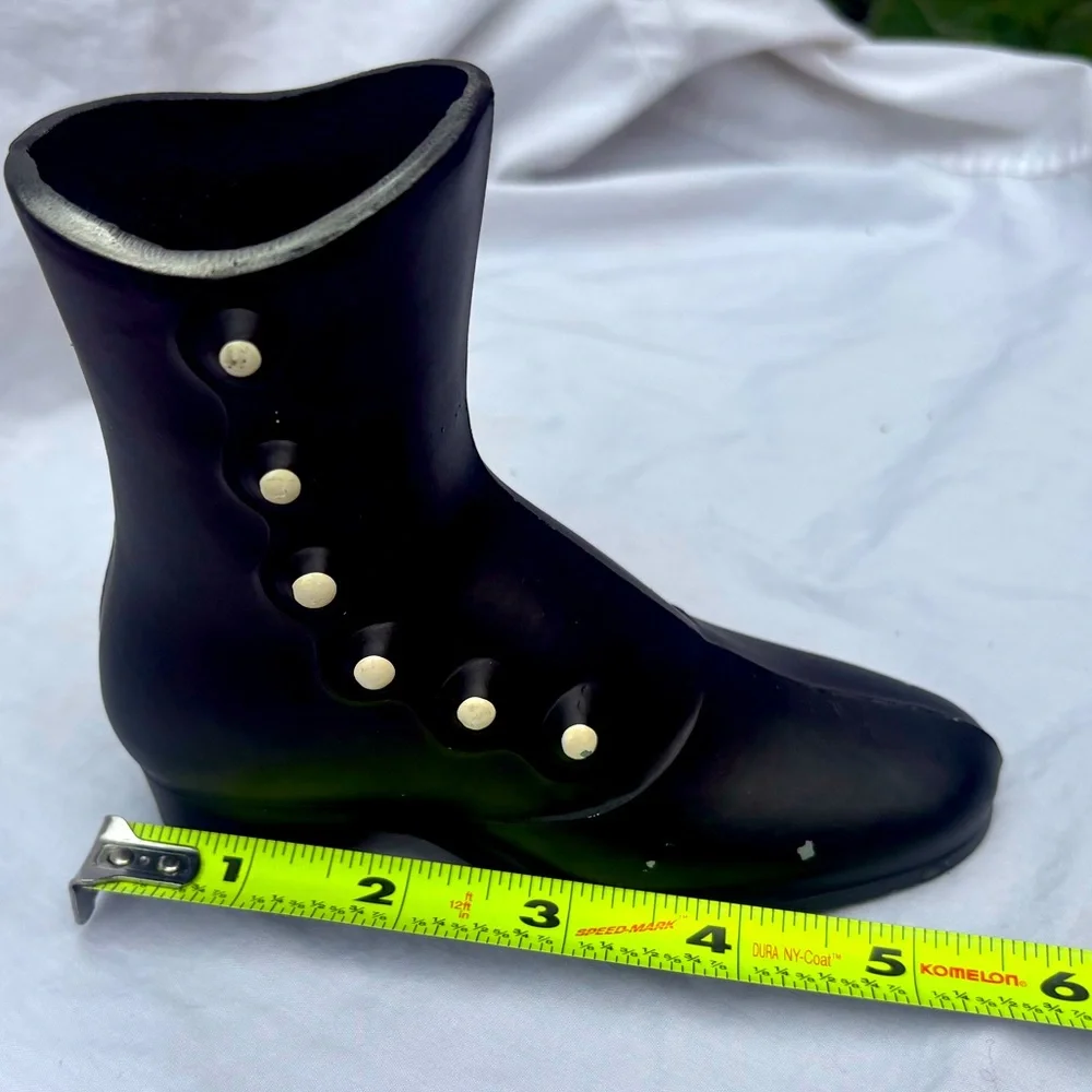 Vintage Ceramic Victorian Black Boot Planter Vase